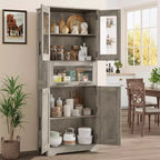Meuble Colonne de Salle de Bain, Meuble de Rangement sur Pied avec Portes et Étagères Réglables, Meuble de Rangement de Cuisine de 170 cm de Haut pour Salon