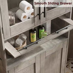 Meuble Colonne de Salle de Bain, Meuble de Rangement sur Pied avec Portes et Étagères Réglables, Meuble de Rangement de Cuisine de 170 cm de Haut pour Salon