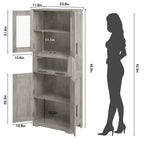 Meuble Colonne de Salle de Bain, Meuble de Rangement sur Pied avec Portes et Étagères Réglables, Meuble de Rangement de Cuisine de 170 cm de Haut pour Salon
