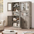 Meuble Colonne de Salle de Bain, Meuble de Rangement sur Pied avec Portes et Étagères Réglables, Meuble de Rangement de Cuisine de 170 cm de Haut pour Salon