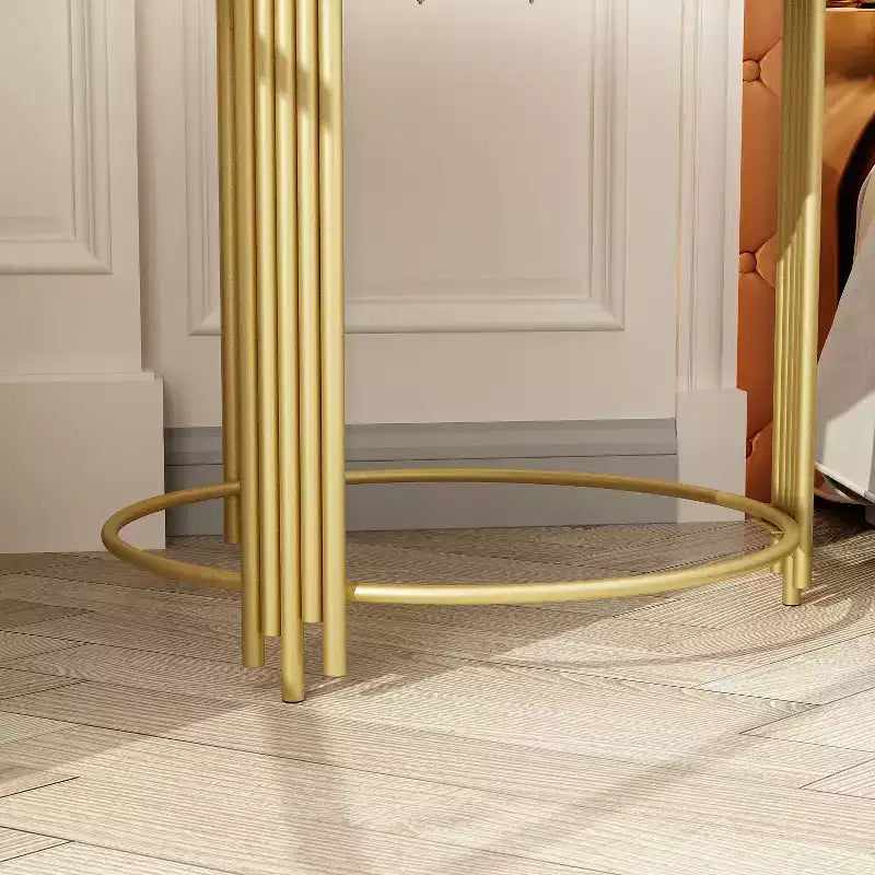 Table d'appoint ronde Famapy Gold Top avec affichage à engrenages rotatifs, table de nuit, table d'appoint.