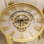 Table d'appoint ronde Famapy Gold Top avec affichage à engrenages rotatifs, table de nuit, table d'appoint.