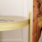 Table d'appoint ronde Famapy Gold Top avec affichage à engrenages rotatifs, table de nuit, table d'appoint.