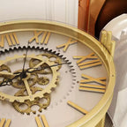 Table d'appoint ronde Famapy Gold Top avec affichage à engrenages rotatifs, table de nuit, table d'appoint.