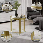 Table d'appoint ronde Famapy Gold Top avec affichage à engrenages rotatifs, table de nuit, table d'appoint.