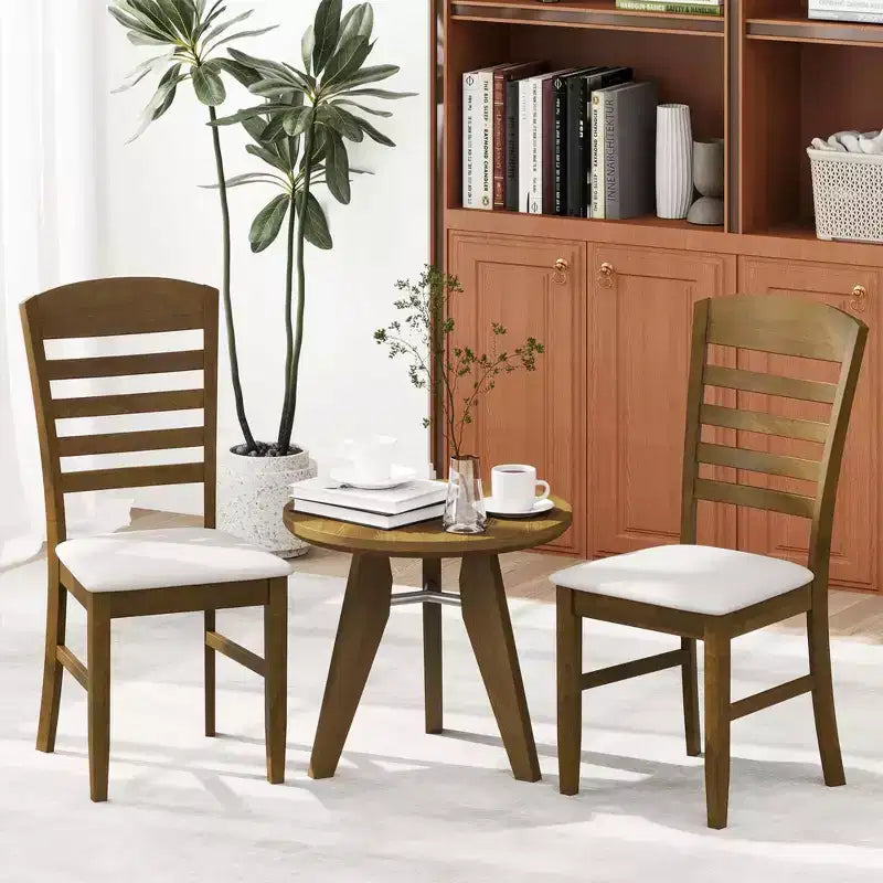 Costway Lot de 2/4 chaises de salle à manger en bois, chaises d'appoint rembourrées en tissu avec cadre en bois d'hévéa