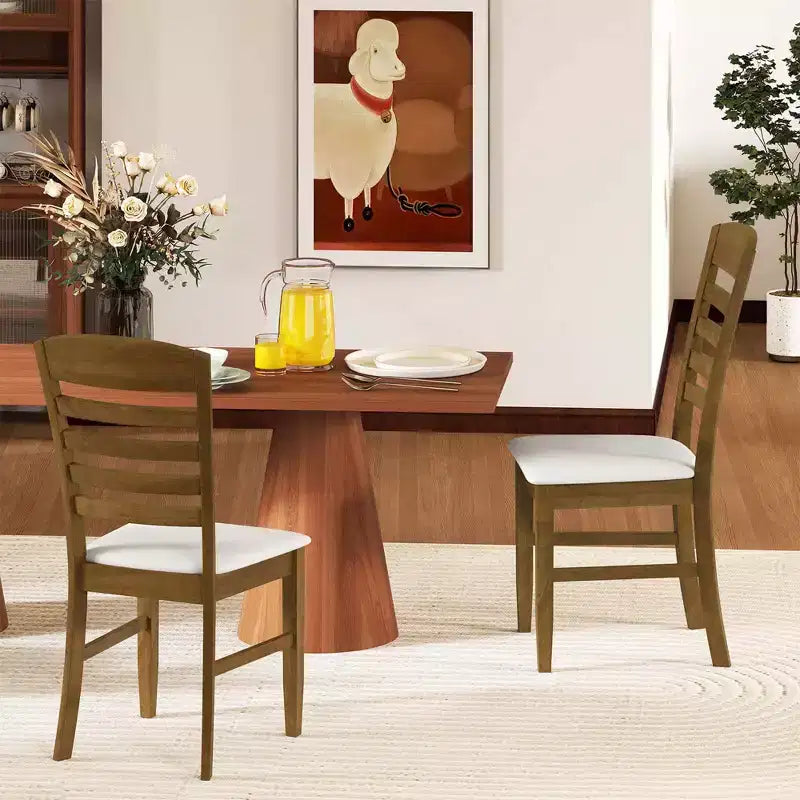 Costway Lot de 2/4 chaises de salle à manger en bois, chaises d'appoint rembourrées en tissu avec cadre en bois d'hévéa