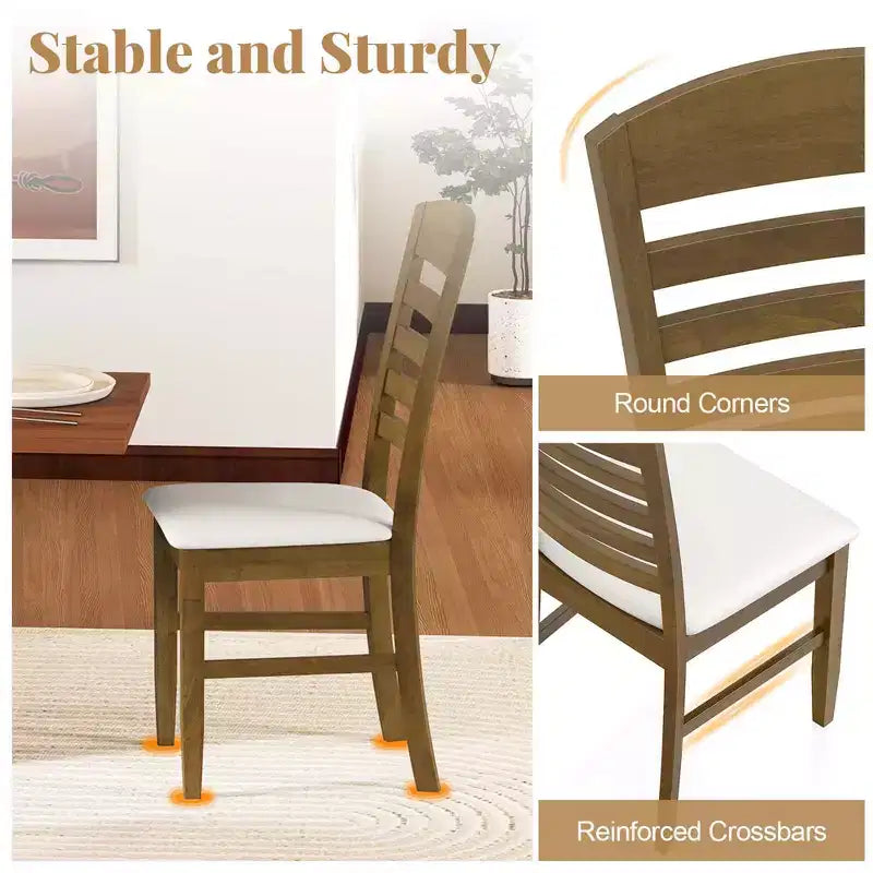 Costway Lot de 2/4 chaises de salle à manger en bois, chaises d'appoint rembourrées en tissu avec cadre en bois d'hévéa