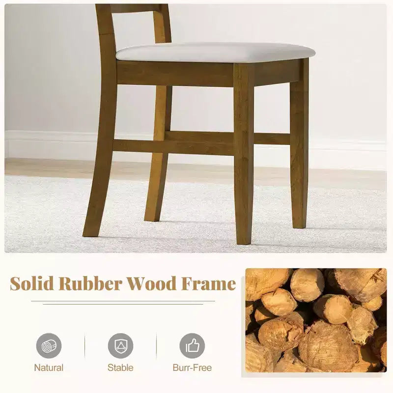 Costway Lot de 2/4 chaises de salle à manger en bois, chaises d'appoint rembourrées en tissu avec cadre en bois d'hévéa