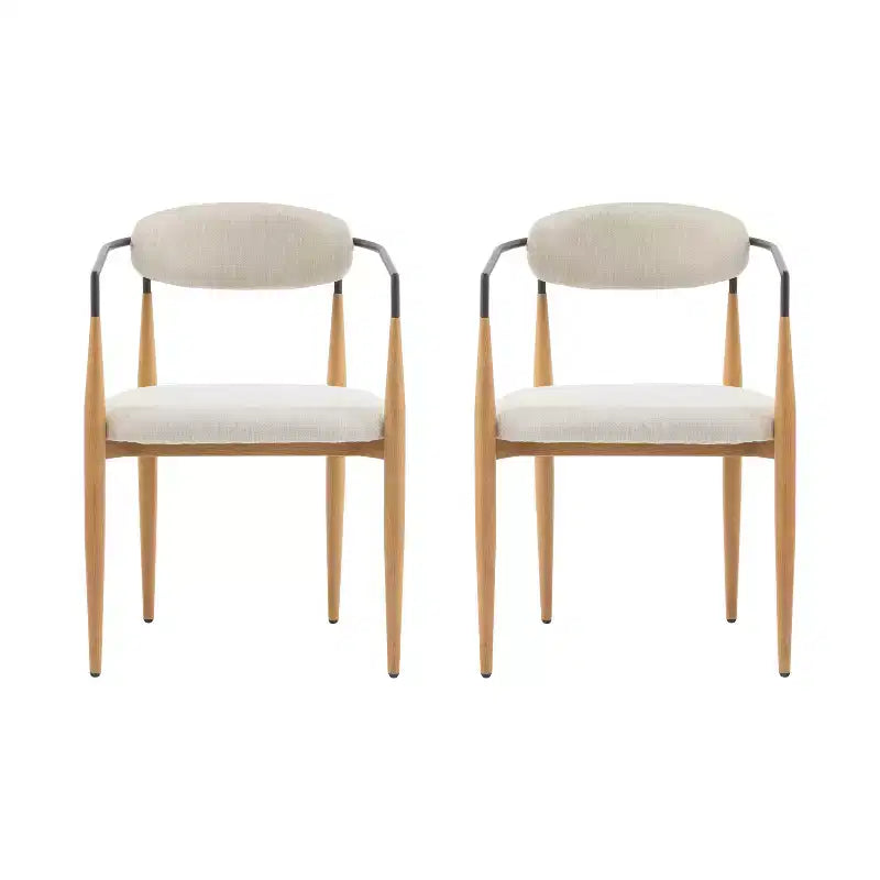 Christopher Knight Home Chaises de salle à manger modernes Jaromir en fer tapissé avec dossier ouvert incurvé (Lot de 2)