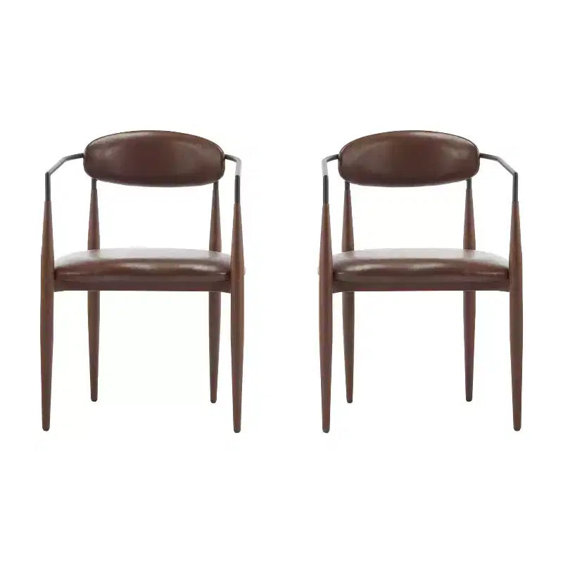 Christopher Knight Home Chaises de salle à manger modernes Jaromir en fer tapissé avec dossier ouvert incurvé (Lot de 2)