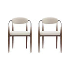 Christopher Knight Home Chaises de salle à manger modernes Jaromir en fer tapissé avec dossier ouvert incurvé (Lot de 2)