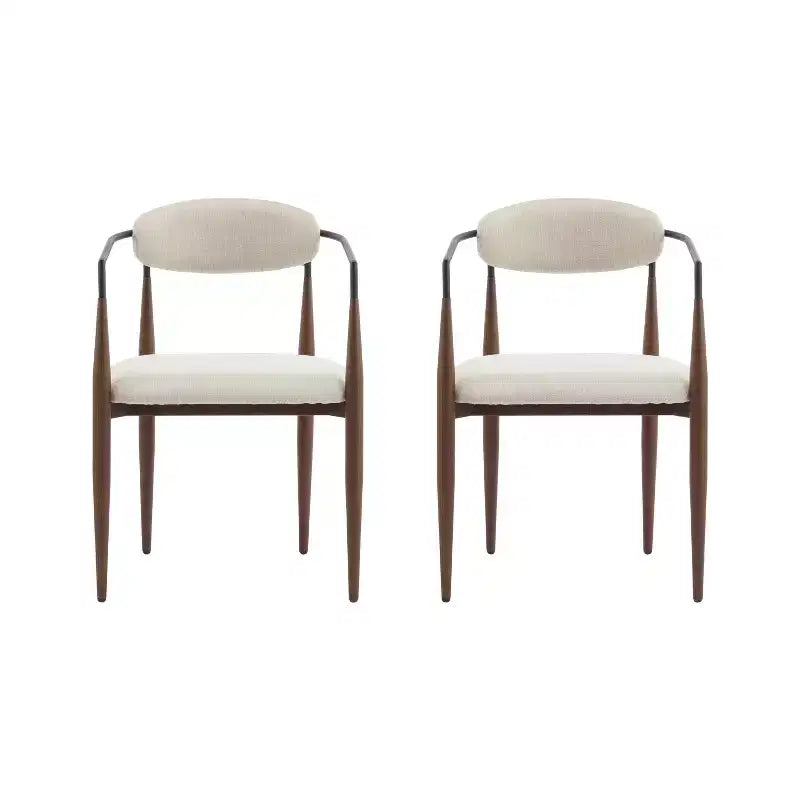 Christopher Knight Home Chaises de salle à manger modernes Jaromir en fer tapissé avec dossier ouvert incurvé (Lot de 2)