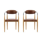 Christopher Knight Home Chaises de salle à manger modernes Jaromir en fer tapissé avec dossier ouvert incurvé (Lot de 2)