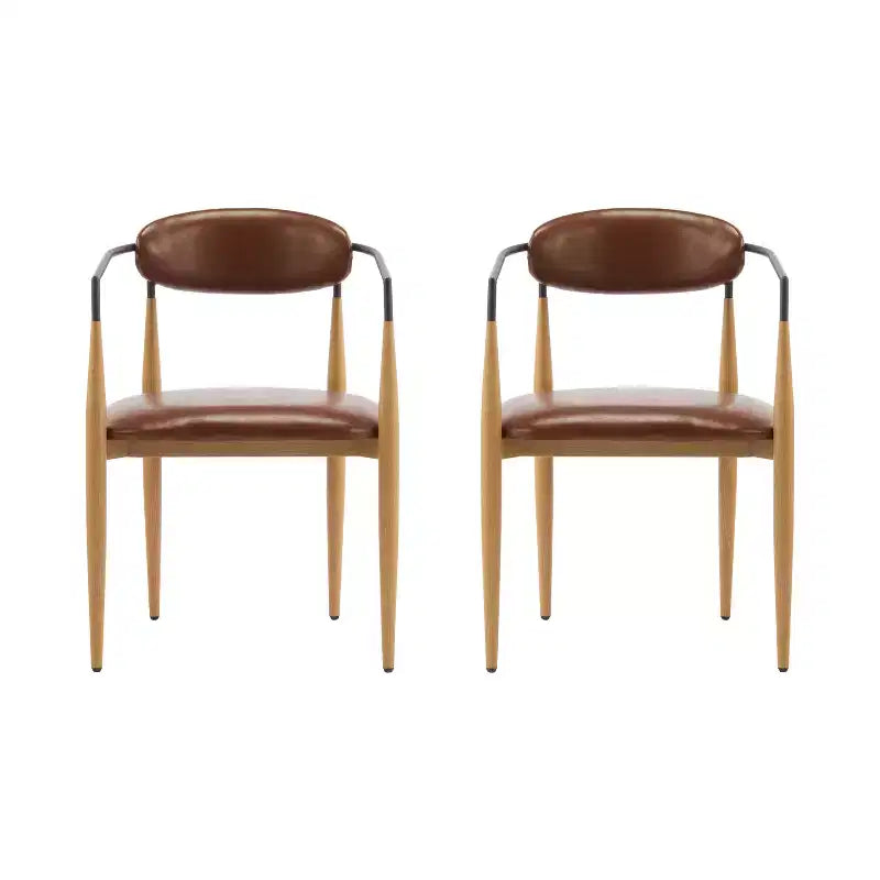 Christopher Knight Home Chaises de salle à manger modernes Jaromir en fer tapissé avec dossier ouvert incurvé (Lot de 2)