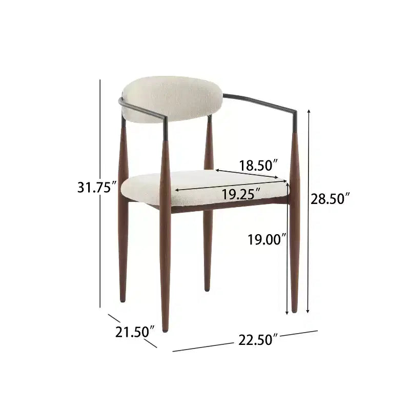 Christopher Knight Home Chaises de salle à manger modernes Jaromir en fer tapissé avec dossier ouvert incurvé (Lot de 2)