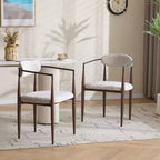 Christopher Knight Home Jaromir Modern Upholstered Iron Dining Chairs with Curved Open Back (Set of 2)
