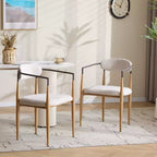 Christopher Knight Home Chaises de salle à manger modernes Jaromir en fer tapissé avec dossier ouvert incurvé (Lot de 2)