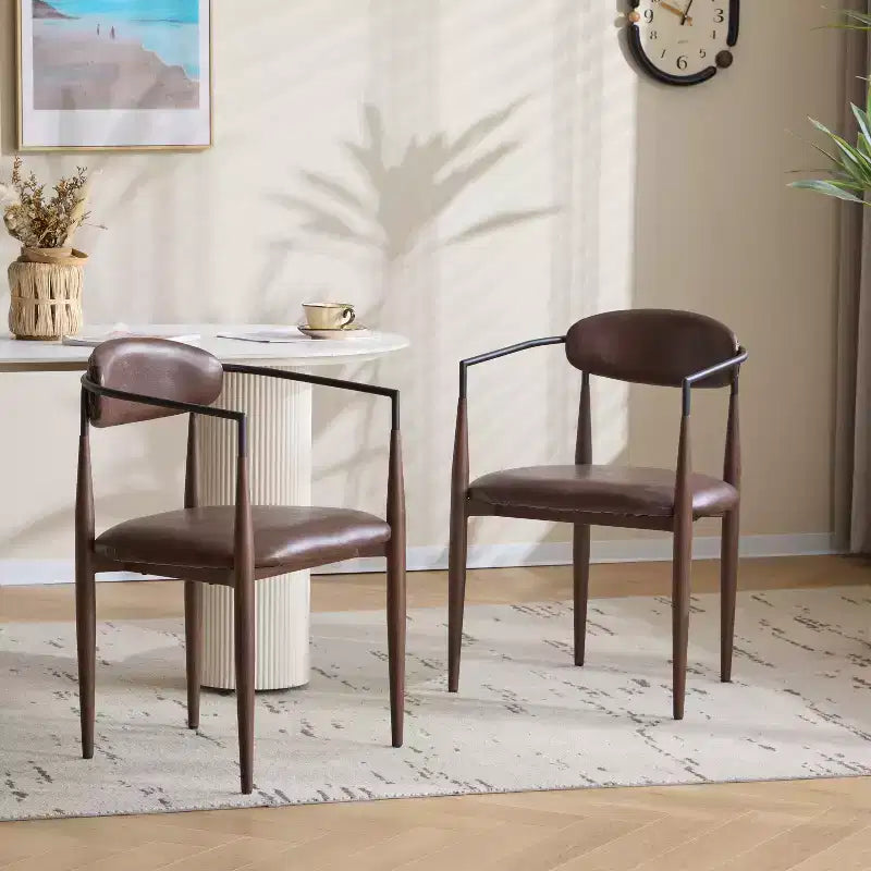 Christopher Knight Home Chaises de salle à manger modernes Jaromir en fer tapissé avec dossier ouvert incurvé (Lot de 2)