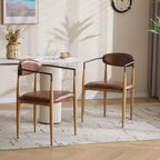 Christopher Knight Home Chaises de salle à manger modernes Jaromir en fer tapissé avec dossier ouvert incurvé (Lot de 2)