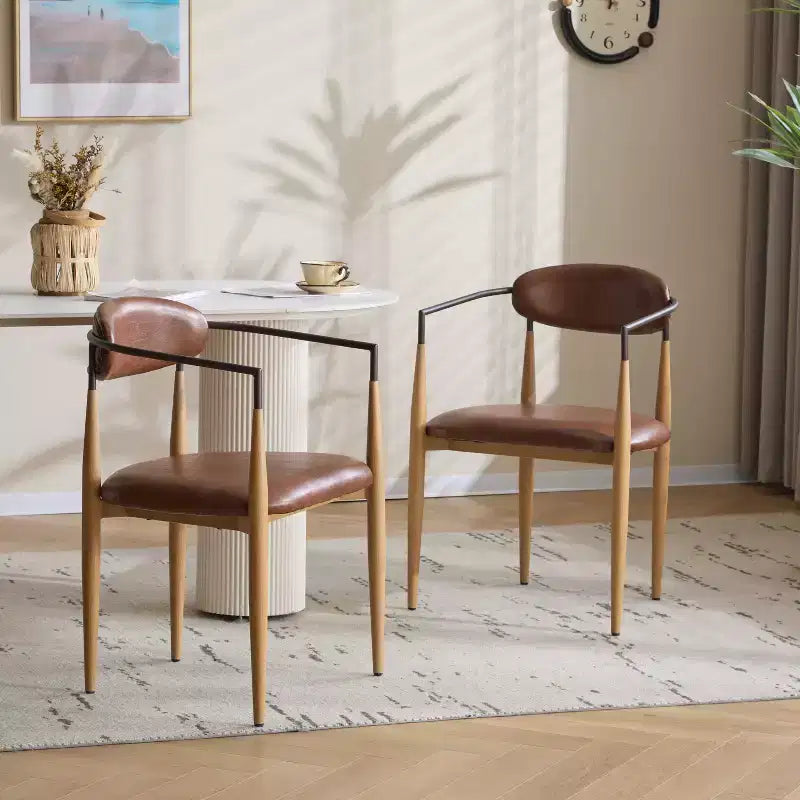 Christopher Knight Home Chaises de salle à manger modernes Jaromir en fer tapissé avec dossier ouvert incurvé (Lot de 2)