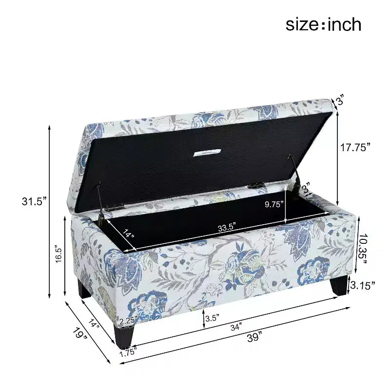 Christopher Knight Home Madison Pouf de rangement rectangulaire contemporain en bois rembourré à motif floral