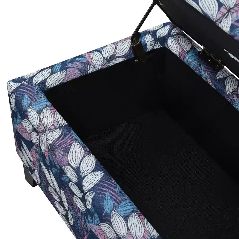 Christopher Knight Home Madison Pouf de rangement rectangulaire contemporain en bois rembourré à motif floral