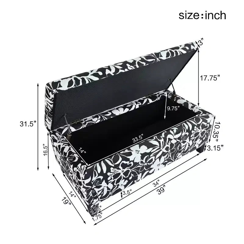 Christopher Knight Home Madison Pouf de rangement rectangulaire contemporain en bois rembourré à motif floral