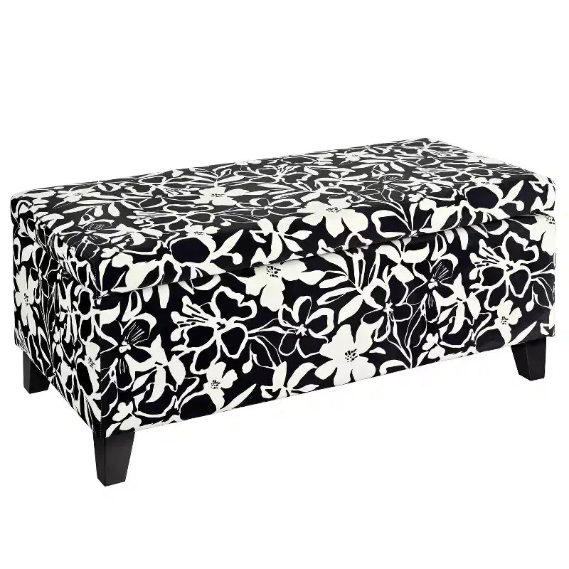 Christopher Knight Home Madison Pouf de rangement rectangulaire contemporain en bois rembourré à motif floral