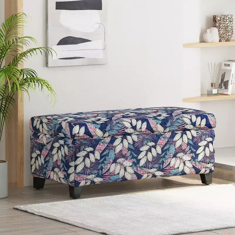Christopher Knight Home Madison Pouf de rangement rectangulaire contemporain en bois rembourré à motif floral