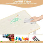 Ensemble Table et 4 Chaises pour Enfants, Ensemble Table et Chaises pour Tout-petits Réglable en Hauteur, Dessus de Table Anti-graffiti, Table Multi-activités pour Enfants pour 4