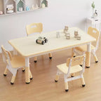 Ensemble Table et 4 Chaises pour Enfants, Ensemble Table et Chaises pour Tout-petits Réglable en Hauteur, Dessus de Table Anti-graffiti, Table Multi-activités pour Enfants pour 4