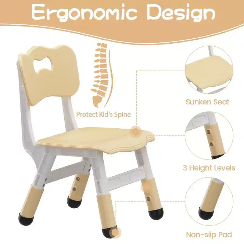 Ensemble Table et 4 Chaises pour Enfants, Ensemble Table et Chaises pour Tout-petits Réglable en Hauteur, Dessus de Table Anti-graffiti, Table Multi-activités pour Enfants pour 4
