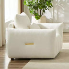 39.7Canapé moderne en tissu Teddy - Fauteuil de salon rembourré avec un oreiller, idéal pour appartement, bureau, salon et chambre à coucher