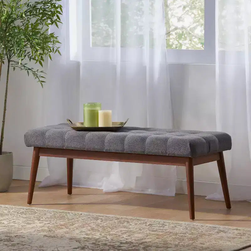 GDFStudio Flora Ottoman capitonné en caoutchouc, style milieu de siècle, 44 pouces