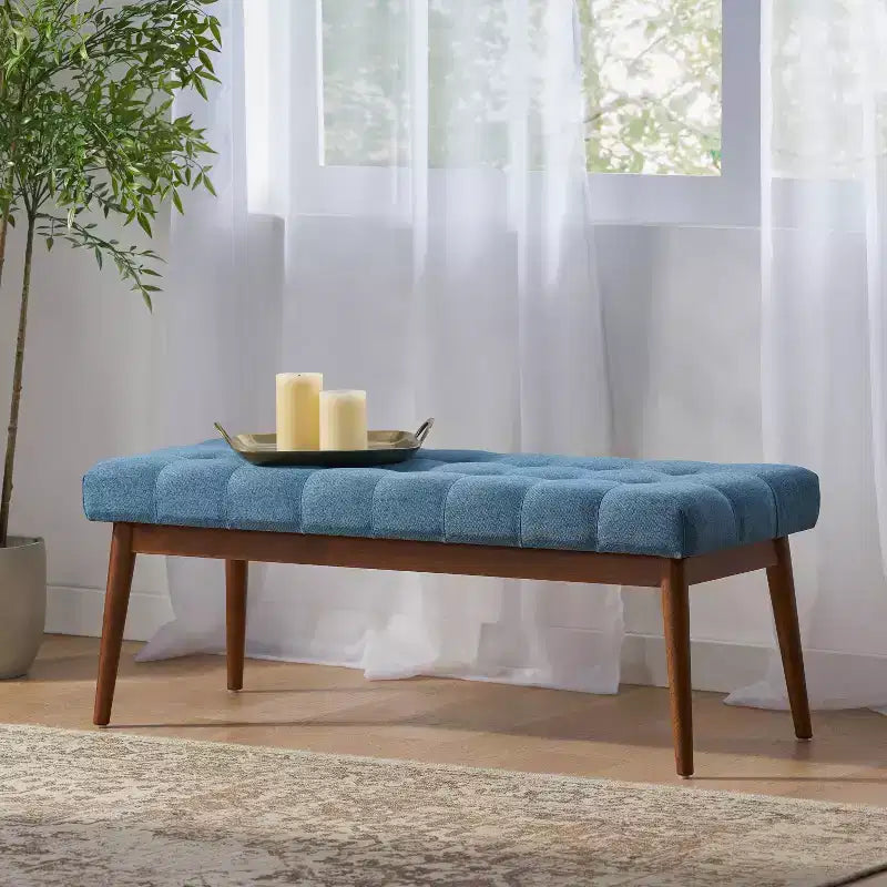 GDFStudio Flora Ottoman capitonné en caoutchouc, style milieu de siècle, 44 pouces