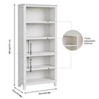 Étagère haute blanche à 5 niveaux, grande bibliothèque en bois avec étagères réglables