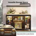 Meuble aquarium Bestier 200L, support en métal avec rangement et prises électriques, éclairage LED, capacité 340kg, noir