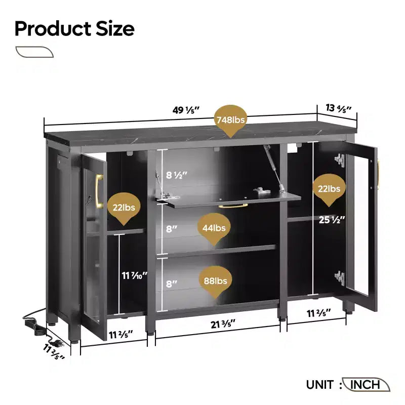Meuble aquarium Bestier 200L, support en métal avec rangement et prises électriques, éclairage LED, capacité 340kg, noir