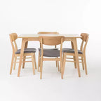 Ensemble de salle à manger 5 pièces Christopher Knight Home Iriat en tissu rembourré et bois, style milieu de siècle