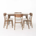 Ensemble de salle à manger 5 pièces Christopher Knight Home Iriat en tissu rembourré et bois, style milieu de siècle