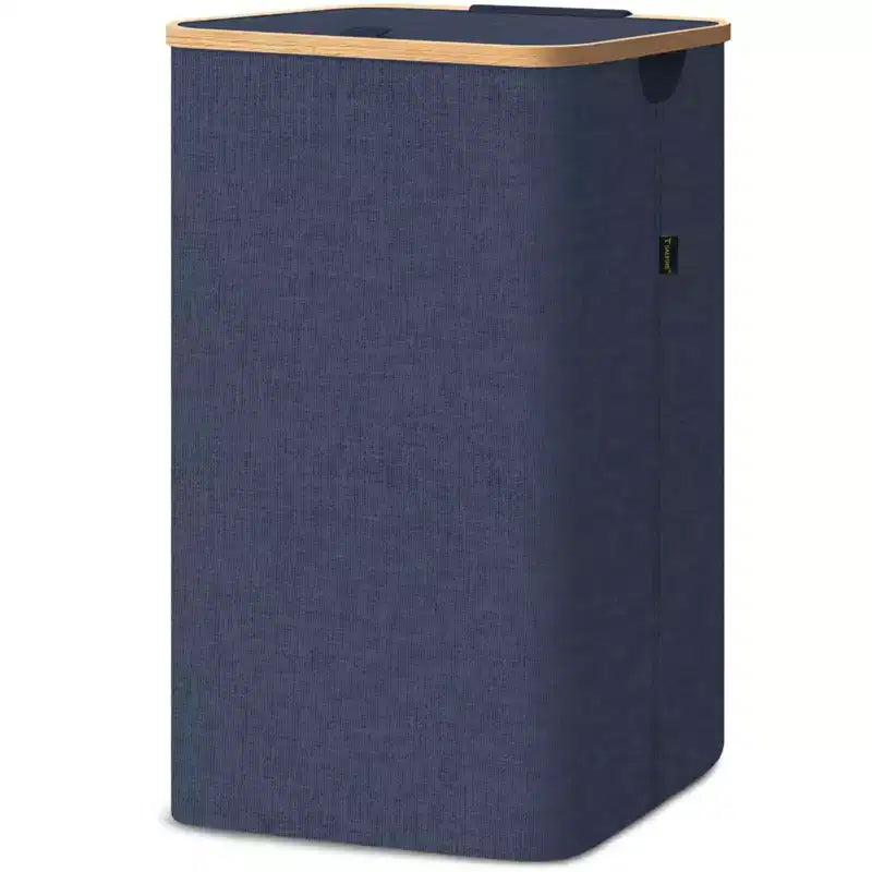 Panier à linge HOMLUX 2,8 boisseaux avec couvercle, poignées en bambou, support interne
