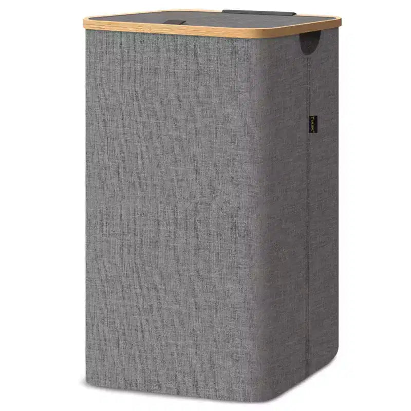 Panier à linge HOMLUX 2,8 boisseaux avec couvercle, poignées en bambou, support interne