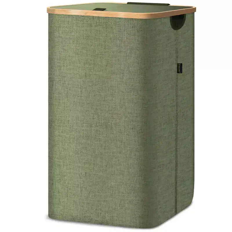 Panier à linge HOMLUX 2,8 boisseaux avec couvercle, poignées en bambou, support interne