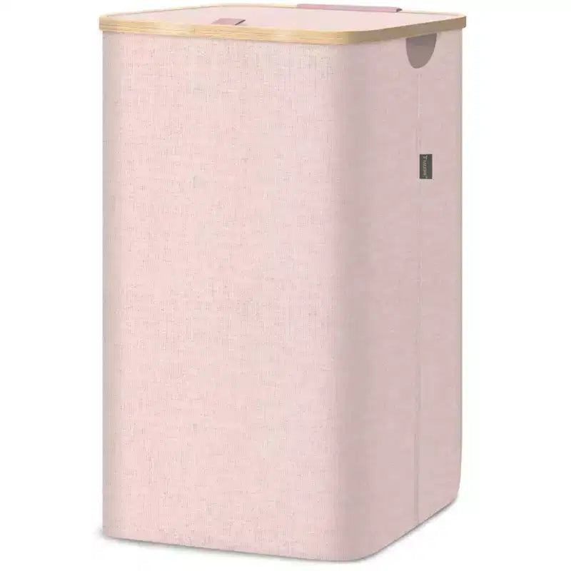 Panier à linge HOMLUX 2,8 boisseaux avec couvercle, poignées en bambou, support interne