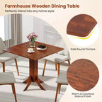 Costway Table à Manger Carrée avec Pied Central 33" Table de Cuisine en Bois pour 2 à 4 Personnes