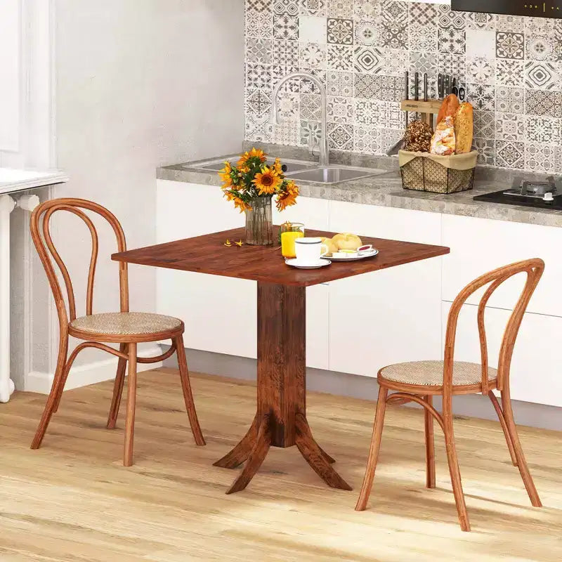 Costway Table à Manger Carrée avec Pied Central 33" Table de Cuisine en Bois pour 2 à 4 Personnes