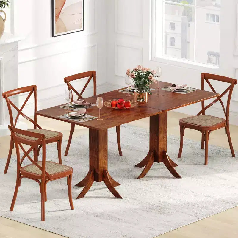 Costway Table à Manger Carrée avec Pied Central 33" Table de Cuisine en Bois pour 2 à 4 Personnes