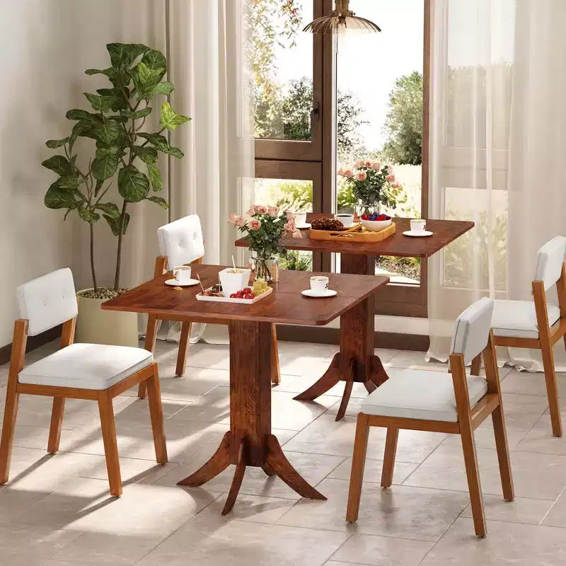 Costway Table à Manger Carrée avec Pied Central 33" Table de Cuisine en Bois pour 2 à 4 Personnes