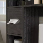 Meuble de rangement WC HOMCOM, organiseur de salle de bain de style ferme avec portes de grange, étagère réglable, porte-rouleau de papier toilette